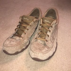 Skechers Taupe Lace-Up Sneakers